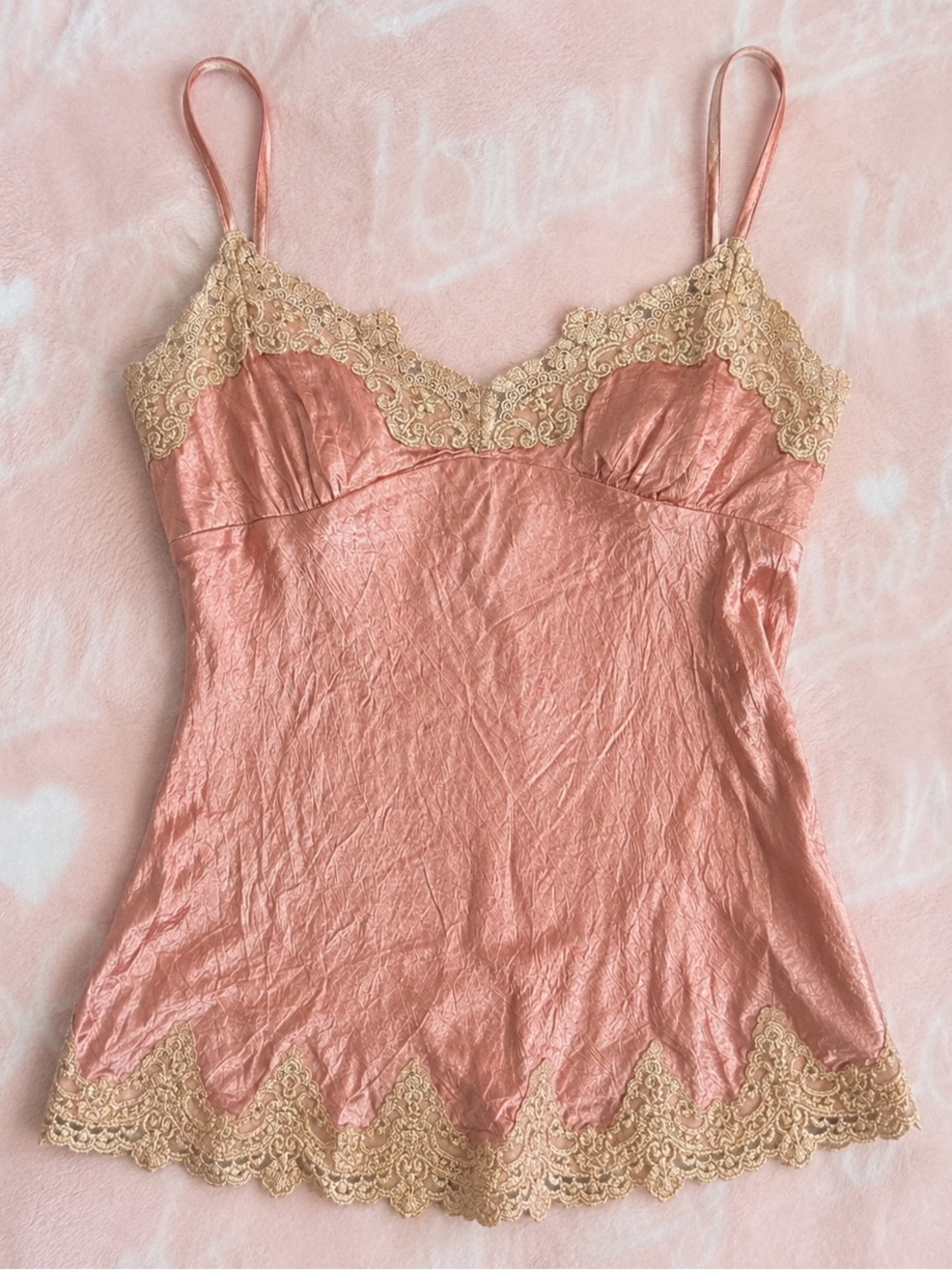 Liz Lisa Pink Satin Lace Cami Top Hime Gyaru Coquette Y2K Japan